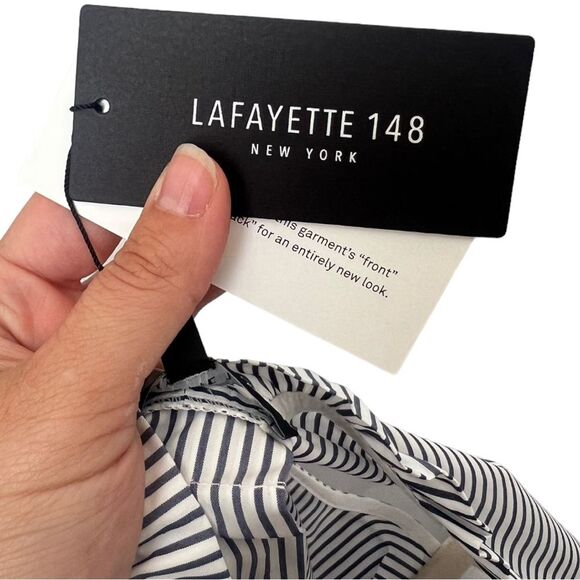 Lafayette 148 New York Blue Striped Sleeveless Convertible Shift Dress NWT Sz M - Picture 10 of 12